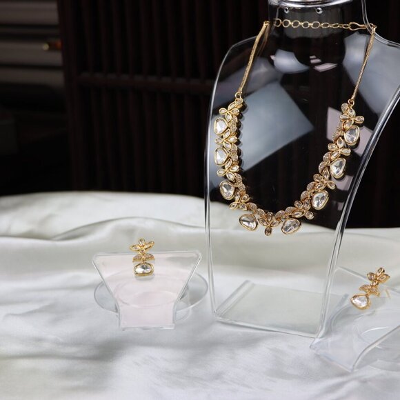 Graceful Brass Kundan Necklace & Earrings Set, JP43 - Picture 4 of 12